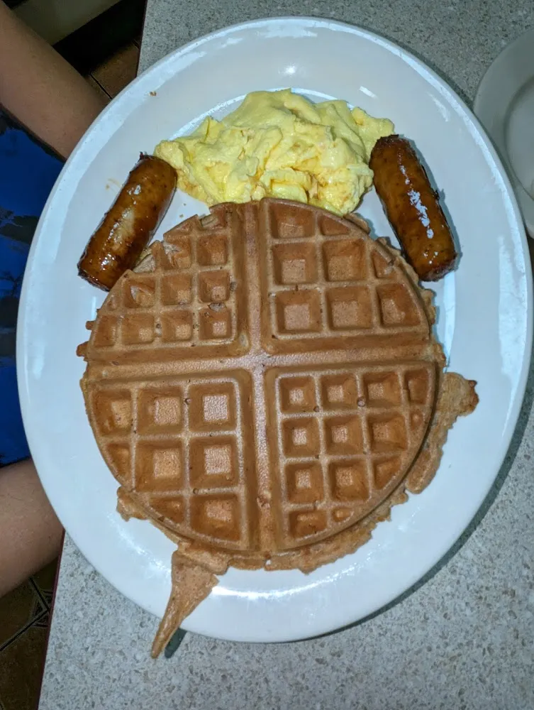 Banana Waffle and Sausage Links